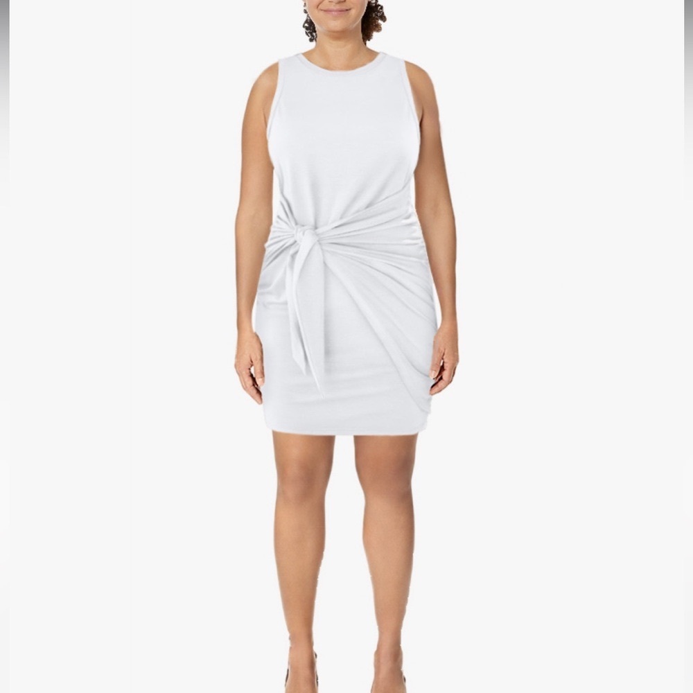 white sleeveless wrap dress 🤍